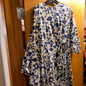 Lands' End Blue and White Dolman Sleeve Sundress